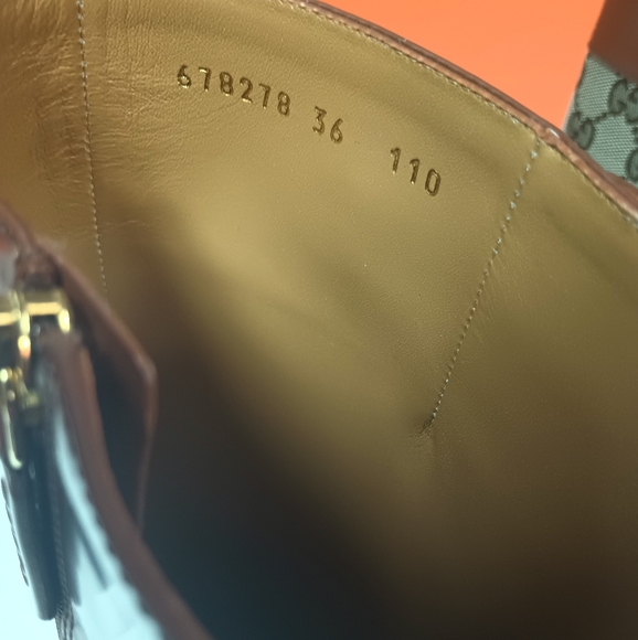 GUCCI Monogram Cordovan Lux GG Knee High Boots 36 Beige Cuir - Picture 10 of 12